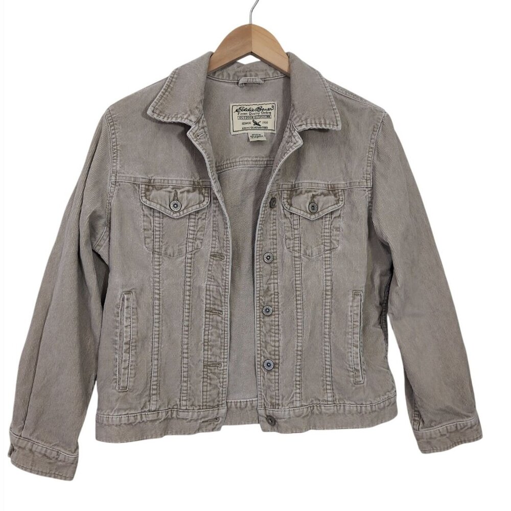 Eddie Bauer Jacket Womens S Tan Corduroy Trucker Indie Outdoor Casual Retro